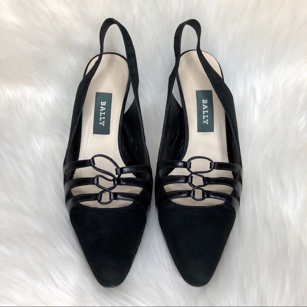 BALLY ITALY Penelope Slingback Black Suede Pumps
